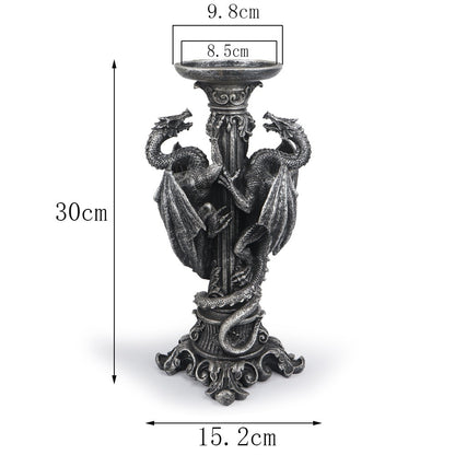 Gothic Candle Holder Skull Dragon Candle Holder