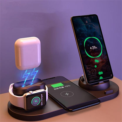 6 in 1 Wireless Charger Dock Station for iPhone/Android/Type-C USB Phones