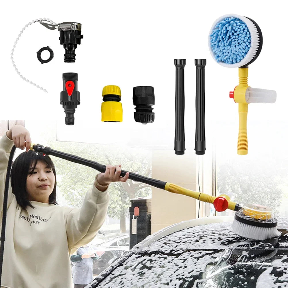 Car Rotary Wash Brush Kit Adjustable 360 Degree Quick Connect Scrubber