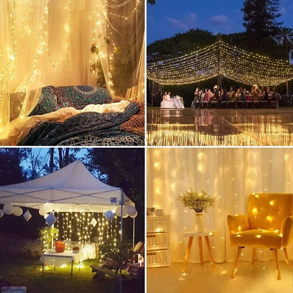 Christmas Decoration Curtain LED String Lights 3m Remote Control Holiday Wedding Fairy Garland Light for Bedroom Outdoor Home