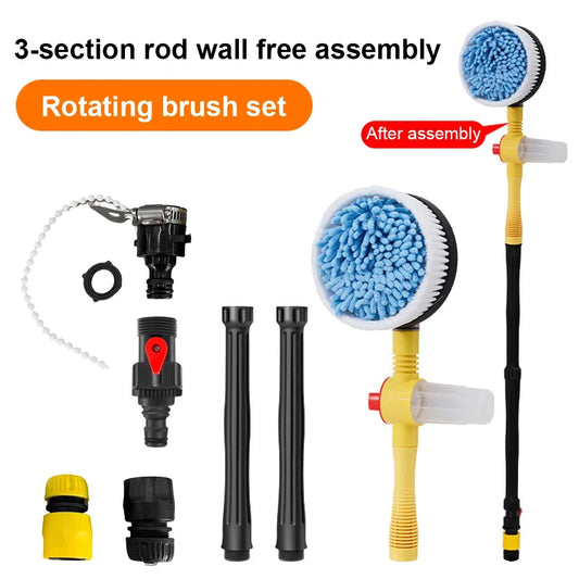 Car Rotary Wash Brush Kit Adjustable 360 Degree Quick Connect Scrubber