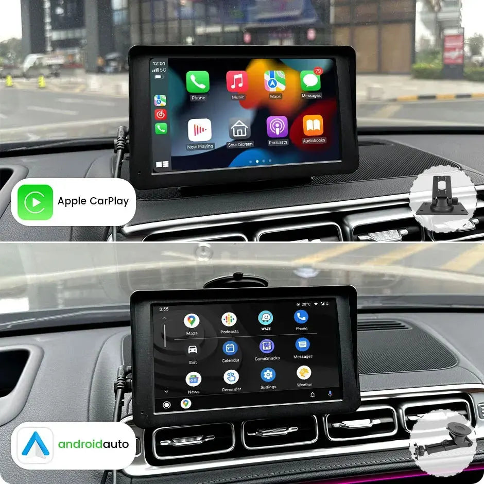 GreenYi 7 Inch Touch Screen WiFi Wireless Apple Carplay and Android-Auto Car Multimedia Monitor with AHD 1080P Reverse Camera