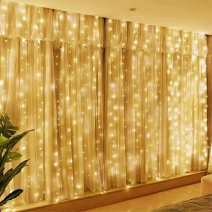 Christmas Decoration Curtain LED String Lights 3m Remote Control Holiday Wedding Fairy Garland Light for Bedroom Outdoor Home